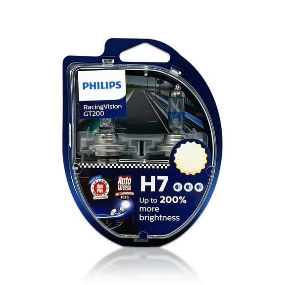 H7: Philips 12972RGTS2 Racing Vision GT200 Halogen Bulbs | Pack of 2