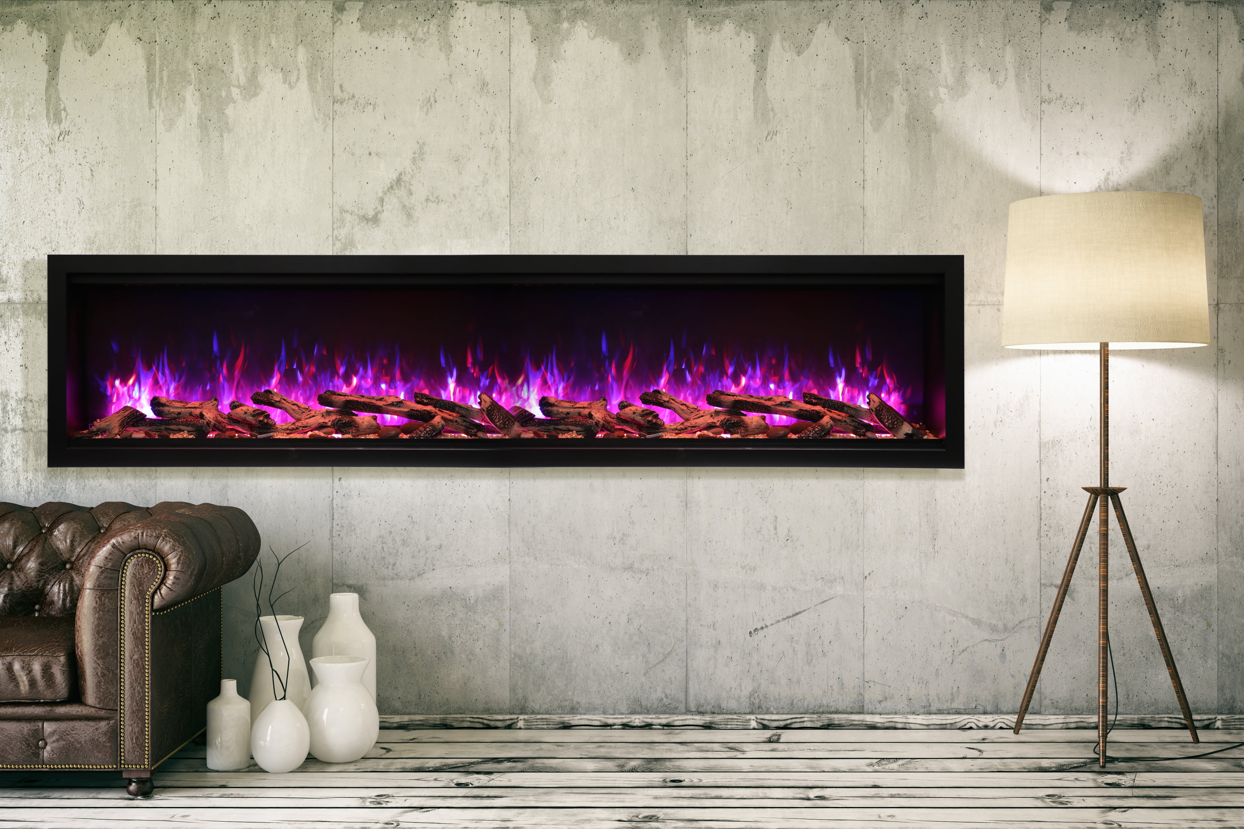 88 Extra Tall Clean Face Symmetry Electric Fireplace w/Birch Logs -  Walmart.com
