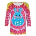 thumbnail image 4 of Cavosen Happy Easter Womens Tops Dressy Casual 3/4 Sleeve Summer Bunny Tie Dye Print Pullover Shirts Round Neck Festival Blouse Vacation Holiday Tee Shirts Loose T Shirts L, 4 of 5
