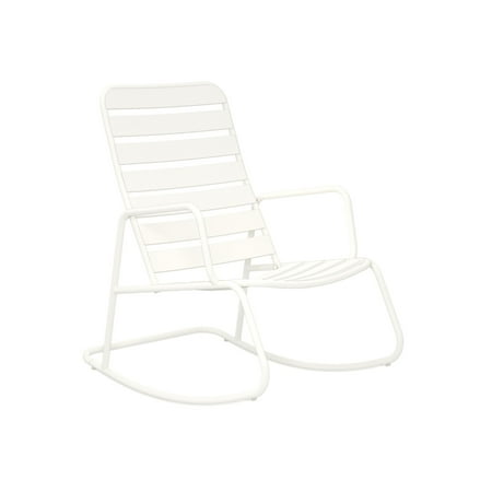 White Cedar Low Back Rocker - Novogratz Poolside Gossip Collection, Roberta Outdoor Rocking Chair, White