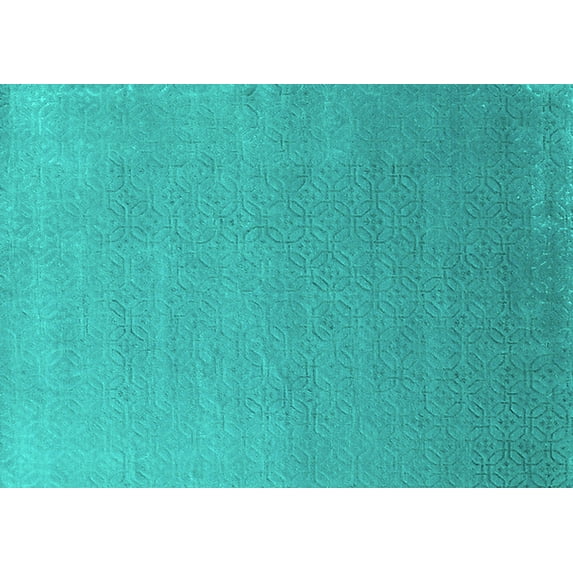 Ahgly Company Machine Washable Indoor Rectangle Solid Turquoise Blue Modern Area Rugs, 5' x 7'
