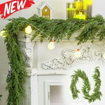 KOYPTL 6 Ft Christmas Cedar Garland,Artificial Faux Garland Dense Flocked Greenery Garland Christmas Decorations for Mantle Stairs Fireplace Porch Table Wall Home Decorations