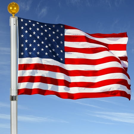 Aluminum Telescoping Flagpole Kit UBesGoo 25ft Aluminum Flagpole Telescoping Flag Pole Solid Construction Kit with 3' x 5' US Flag ()
