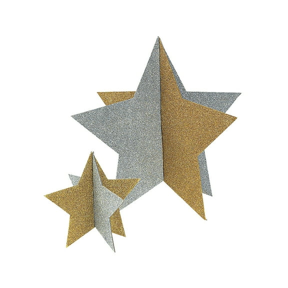 Gold & Silver Star Centerpieces (4Pc) - Party Decor - 2 Pieces