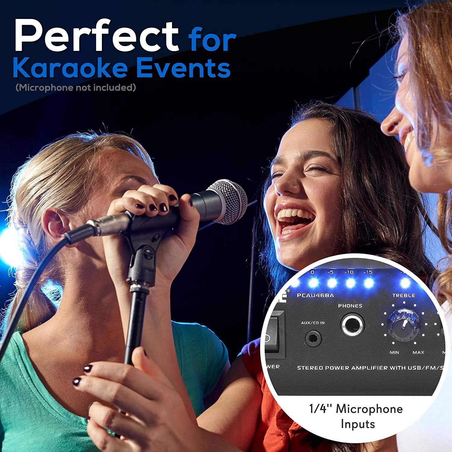 Pyle PCAU46BA Bluetooth Home Audio Amplifier System w/ Blue LED Display