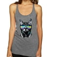 thumbnail image 1 of DJ Kitty Cat with Headphones | Womens Cat Lover Premium Tri-Blend Racerback Tank Top, Premium Heather, Large, 1 of 3