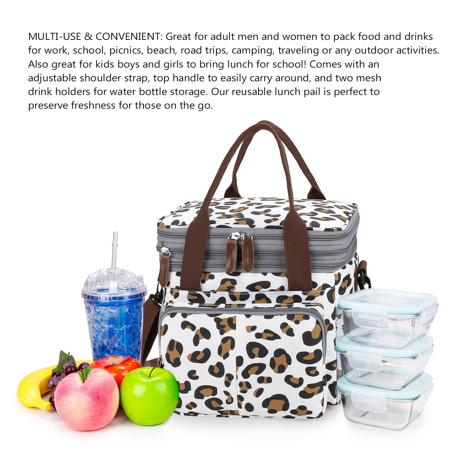 Lunch Bag for Women Men Double Deck Expandable Lunch Box,Large Lunch Bags,Leakproof Lunch Box Cooler Bag