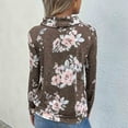 thumbnail image 4 of Clearance RQYYD Women's Floral Print Hoodie Long Sleeve Cowl Neck Drawstring Sweatshirt Casual Loose Pullover Lightweight Tops(Coffee,L), 4 of 9