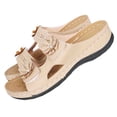 thumbnail image 2 of Hurxie Wedge Sandals for Women Dressy: Comfortable Walking Summer Low Platform Ankle Strap Open Toe Casual Dressy Women Flat Sandal Beige 9.5, 2 of 7