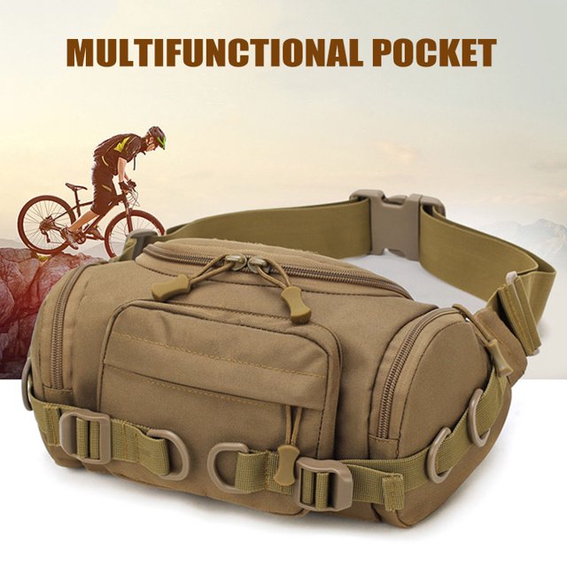 VALINK Tactical Bag Multiple Pockets Zipper Open Outdoor Waist Bag with Adjustable Strap for Camping