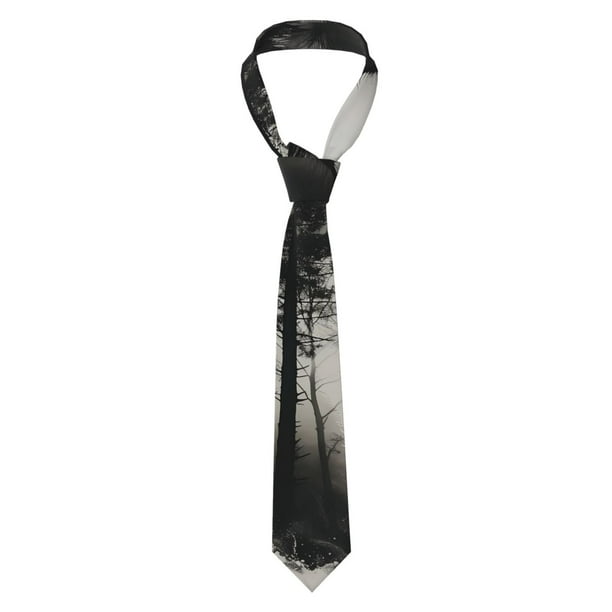 Balery Double Exposure Cat Forest Corbata Clásica de Seda para Hombre, Corbata Tejida Jacquard, Corbatas Formales para Negocios y Bodas