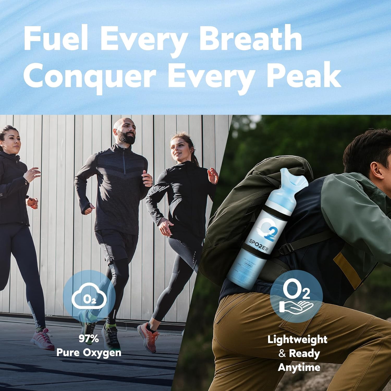 Spozer Oxygen Can - 97% Pure O2, 10L Oxygen Cylinder for Sports, Exercise & Altitude, 3 pack for Home Use