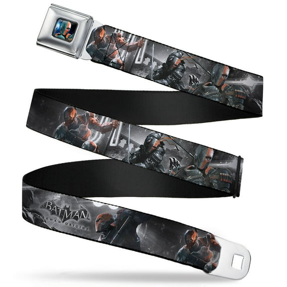 DC Comics Belt, Seatbelt Buckle Belt, Batman Arkham Origins Deathstroke Poses Batman Battle Scene, 30 to 44 Inches