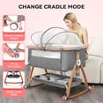 thumbnail image 4 of Rupoun Bassinet, Bedside Sleeper, Foldable Baby Crib with 6 Adjustable Heights and Mesh Panels, for Infant Newborn Child, Gray, 4 of 7