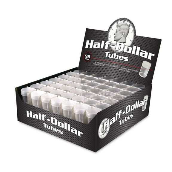 Box of 98 BCW Coin Tubes - Half Dollar (1-T-HDLR)