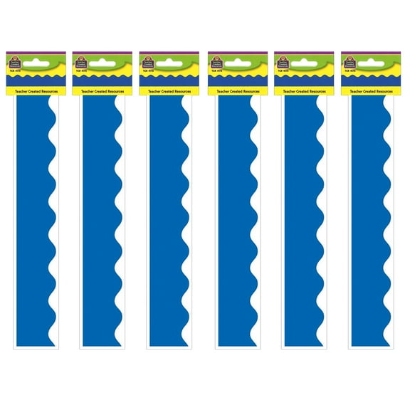 Teacher Created Resources Blue Scalloped Border Trim, 35 Feet Per Pack, 6 Packs