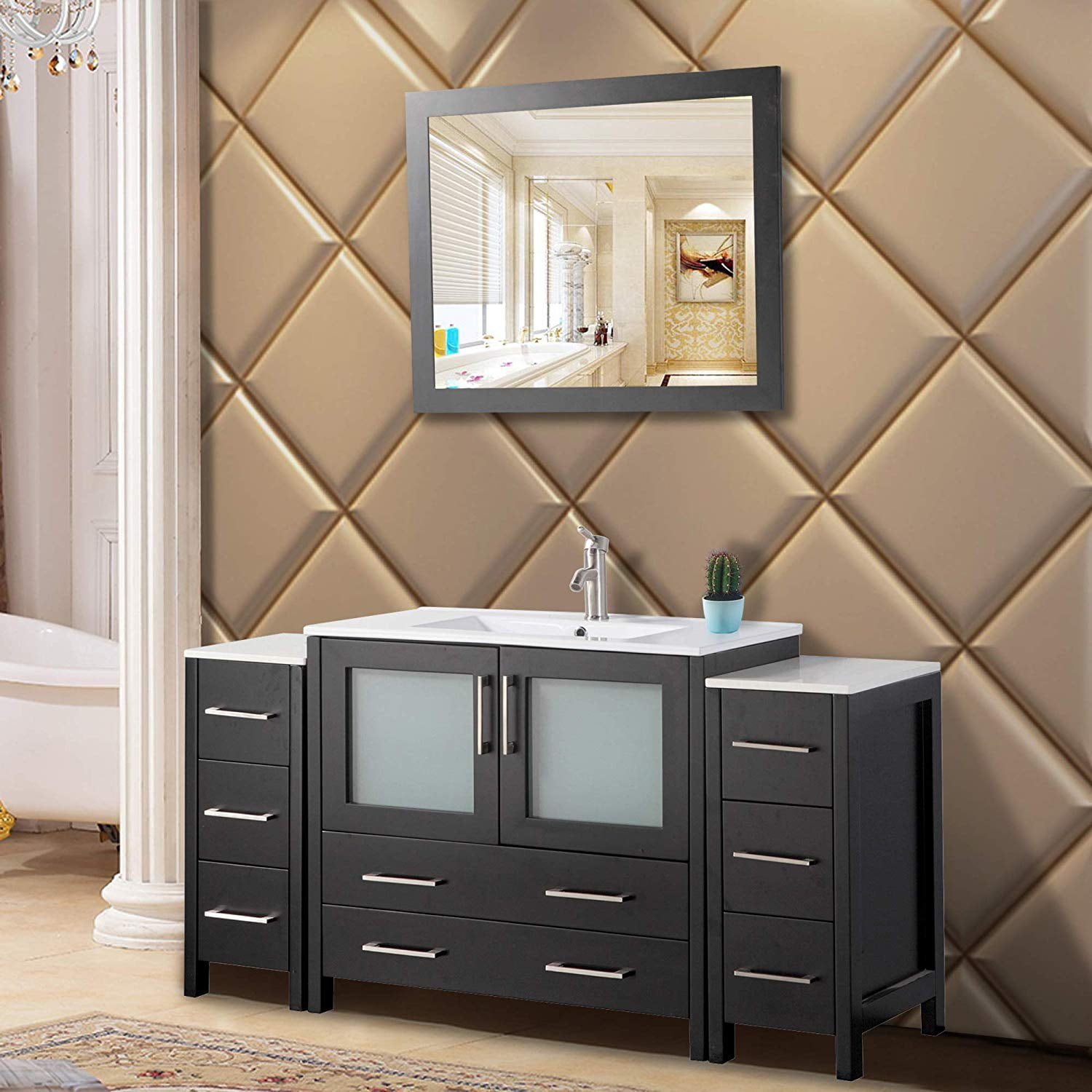 Vanity Art 60 Single Sink Bathroom Vanity Combo Set 8 Drawers 1