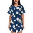 thumbnail image 1 of Fotbe Daisies Flowers Conjunto de Pijama Estampado para Mujer, 2 Piezas, Ropa de Dormir con Camiseta de Manga Corta y Shorts Suaves-X-Large, 1 of 6