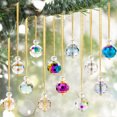 thumbnail image 2 of Christmas Ornaments Glass, Multicolored Crystal Ornaments, 12 Pcs Vintage Xmas Tree Decorations for Wedding Party Home, Elegant Hanging Glass Ornaments with Golden Rope, 0.87 Inch, 2 of 6