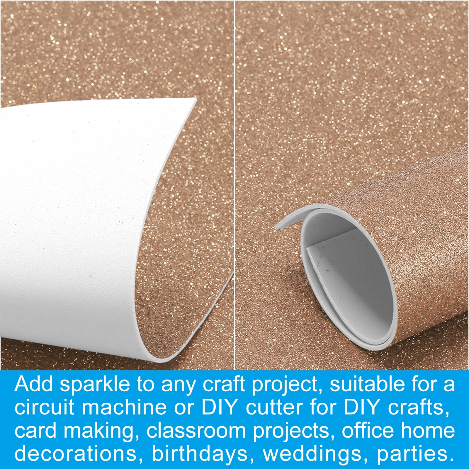 Uxcell 2mm(1/10") Thick Adhesive Glitter Foam Sheet 16x24inch(40x60cm) Brown, EVA Shiny Foam Board for Craft, 6 Pcs