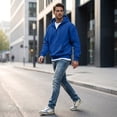 thumbnail image 6 of Men's Quarter Zip Pullover Hoodies Half Zip Hoodie Men Long Sleeve Hoodie Fleece Casual 1/4-Zip Sweatshirt Royal Blue 3XL, 6 of 6