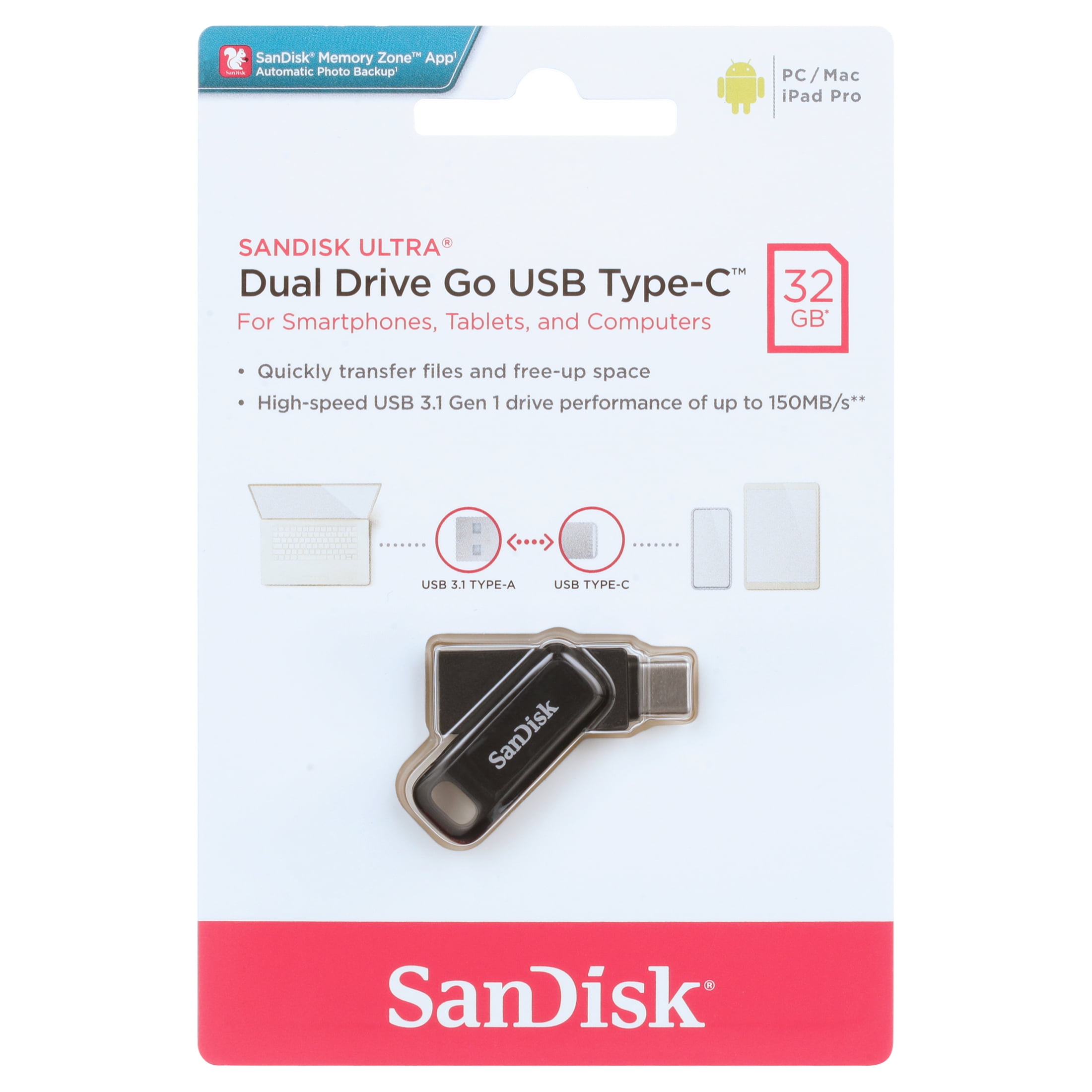 møbel Vie erindringsmønter SanDisk 32GB Ultra Dual Drive Go USB Type C - SDDDC3-032G-AW46 - Walmart.com