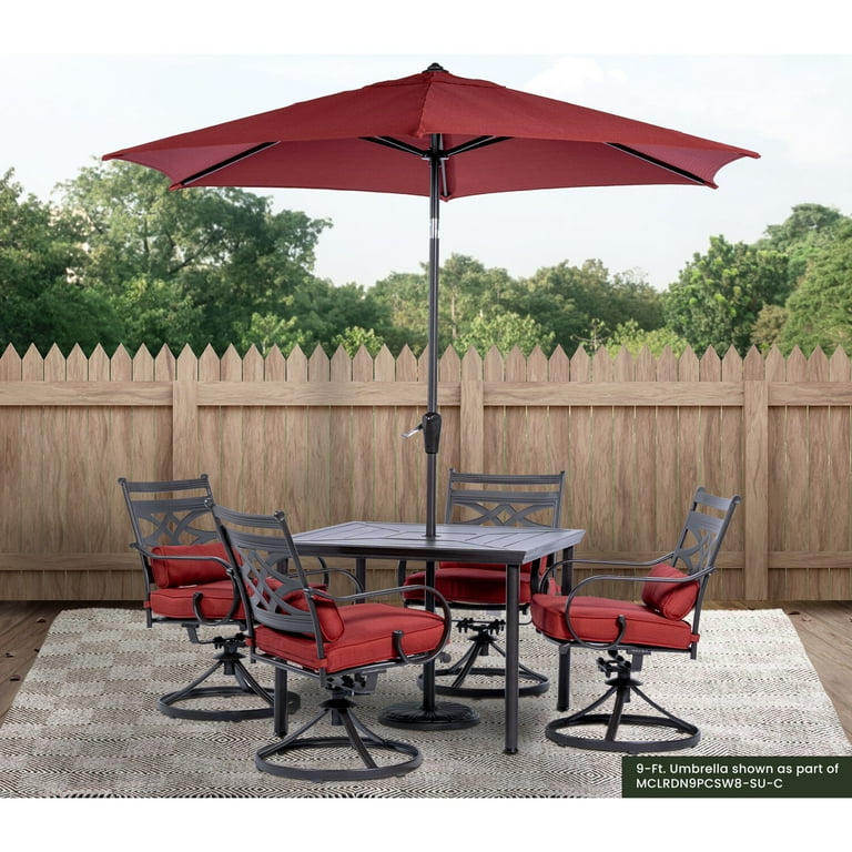 9 ft aluminum patio umbrella in chili Hanover Montclair 9-Ft. Market Outdoor Umbrella in Chili Red