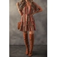 thumbnail image 5 of Women's Red Bohemian Floral Print V Neck Ruffle Tiered Dress with Button Detail | [ZhiHiMeRi] | (US 12-14)L, 5 of 12