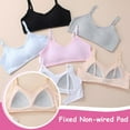 thumbnail image 3 of Girls Padded Training Sports Bra Thin Cotton Fixed Pads Flex Fit Seamless Pull-On Design 10-16 Years, 3 of 5