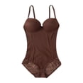 thumbnail image 4 of XFeng.Women Spaghetti Strap Solid Bodysuit, Sweetheart Neck Sleeveless Basic Jumpsuit Bodysuit Multi Colors.Coffee.XXXL, 4 of 5
