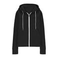 thumbnail image 6 of VBVC Women's Oversized Full Zip Hooded Sweatshirt , Thumbhole Drawstring Jacket For Women , Ladies' Basic Fall Hoodie with Pockets, Black , S-2XL, 6 of 6