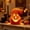 A, variant on Halloween Round Orange Jack O Lantern Table Decor Ornament with Gift Box & Free LED Light Insert, 9.8in Tall 8.7in Wide Pumpkin Lamp,for Home Office Haunt Party Decorations
