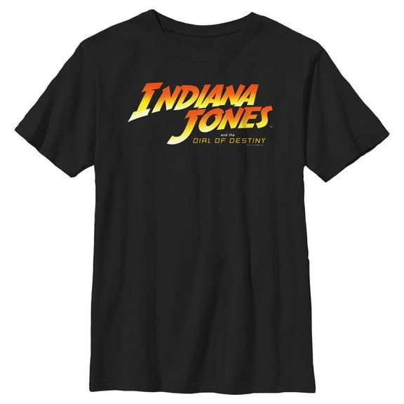 Boy's Indiana Jones and the Dial of Destiny Official Movie Logo  Graphic Tee Black X Large