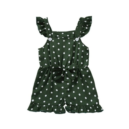 

Toddler Baby Girl s Polka Dot Romper Casual Sleeveless Ruffle Suspender Jumpsuit Cute Bow Knot Shorts One Piece Bodysuit Summer Clothes Outfit
