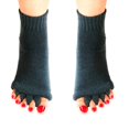thumbnail image 1 of 1 Pair Foot Alignment Socks Yoga Gym Massage Open Toe Separator Half Toe Socks, 1 of 5