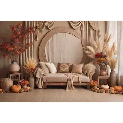 Boho Birthday Party Background Photography Fall Thatch Thanksgiving Photocall Backdrop Baby Studio Photocall Accessories