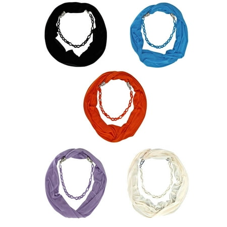 Scarf Jewelry Accessory - Mixed Color 5-Pack Chain Link Jewelry Infinity Scarf
