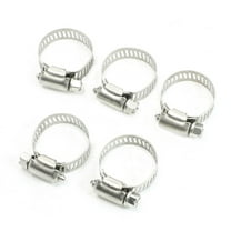 Unique Bargains 5 Pcs Stainless Steel 16mm-25mm Hoop Ring Adjustable Hose Clamps