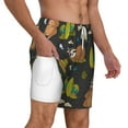 thumbnail image 3 of Goofa Funny Sloths In The Forest Printed Men's Swim Trunks Board Shorts Quick Dry Mens Swimming Trunks with Compression Liner,Breathable Fit Hawaii Beach Shorts-3X-Large, 3 of 9