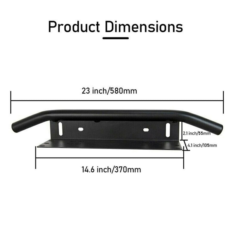 License Plate Light Bracket Mount - Black Aluminum Alloy Bar For Off-Road Lights, Fog Lights, LED Light Bars