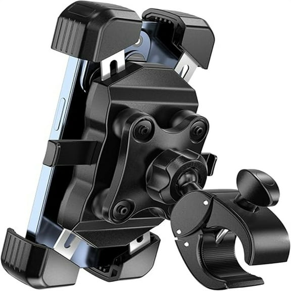 Bike Phone Holder with Vibration Dampener, Anti-Shake Motorcycle Cell Phone Holder, Adjustable Handlebar Phone Mount for Motorcycle Bike Scooter ATV, Fit for 4"- 7" iPhone & Android Phones