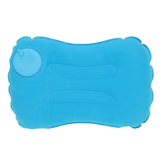 Unique Bargains 1 Pc Pump-action Camping Pillow Inflatable Pillow for Camping Sky Blue Flocking