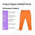 thumbnail image 4 of Exxact Sports Women’s Softball Pants with Zipper Fly, Elastic Bottom and Mesh Panels, Fastpitch Softball Pants for Women (Orange, Adult Large), 4 of 7