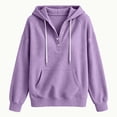 thumbnail image 5 of Teylalorva Womens Outerwear Jackets Classic Oversized Hooded Button Drawstring Pocket Pullover Sweatshirt Fall Winter Purple Size S, 5 of 6