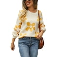 thumbnail image 1 of xiaxaixu Chandails Papillon pour Femmes Manches Longues Col Rond Épaules Tombantes Coupe Ample Pull Tricoté, 1 of 9
