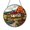 Acrylic 3.5 Inch, variant on Stained Glass Suncatcher Cottage Scene with Warm Lights, Autumn Garden, Flowing Stream and Sunset Sky, Decorative Window Accent for Home Interior