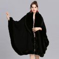 thumbnail image 3 of Stylish Winter Poncho Cape with Fox Trim - Oversized Cardigan Cloak Shawl Wraps, 3 of 3