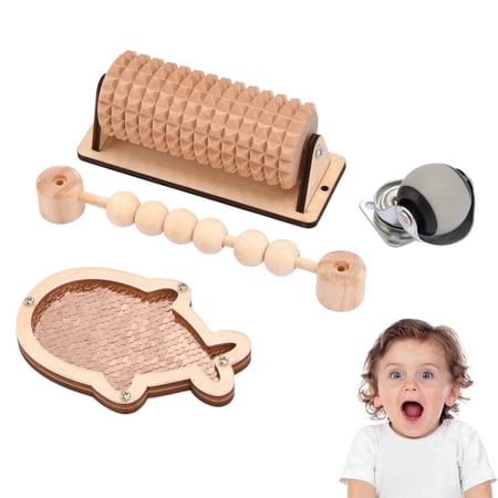 4 Pieces Busy Board DIY Parts - DIY Materials for Parents - Sensory Board Accessories -Wheels-Flip Sequin Fish-Wooden Roller-Beads - Montessori Educational Items