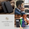 thumbnail image 2 of Dteck Wallet Case for iPhone 15 Plus, Handmade Retro Durable Soft PU Leather Magnetic Closure Flip Anti-Fall Shockproof Case with Kickstand and Card Slots Protective Cover for iPhone 15 Plus, Black, 2 of 5