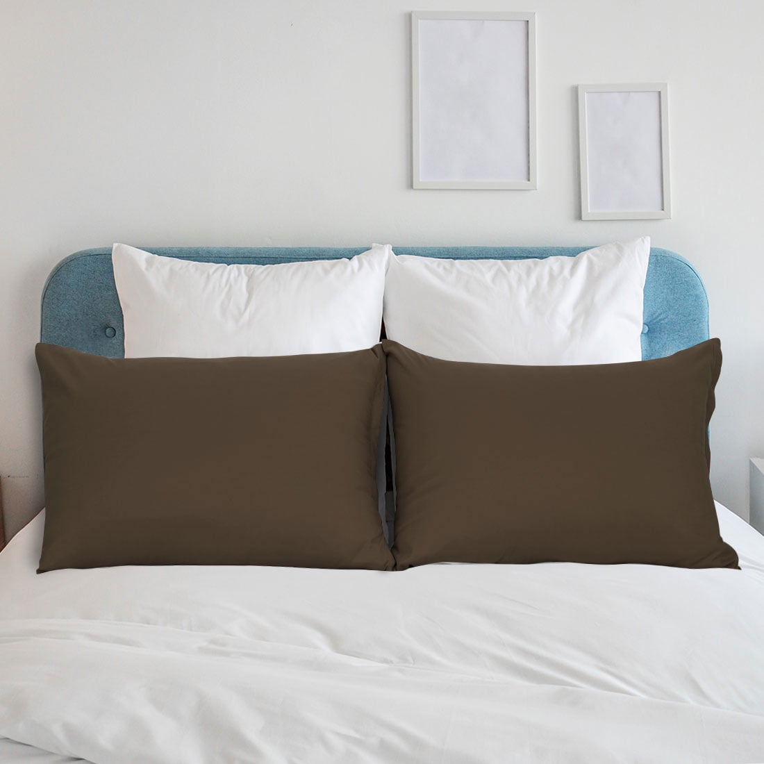 Unique Bargains 2-Piece Soft Microfiber Pillowcases, Standard, Brown